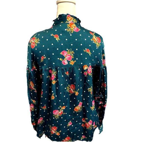 Anthropologie Wellesley Prairie Polka Dot Blouse Floral Cottagecore Retro Boho - Picture 3 of 16